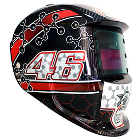 Careta inteligente regulable de 2 sensores con arografía moderna de color negro con rojo marca Tecraft Industry 