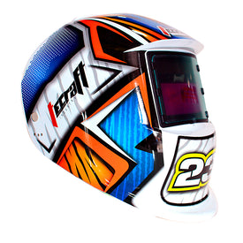 Careta para Soldar Profesional de 2 sensores con aerografía moderna color Naranja