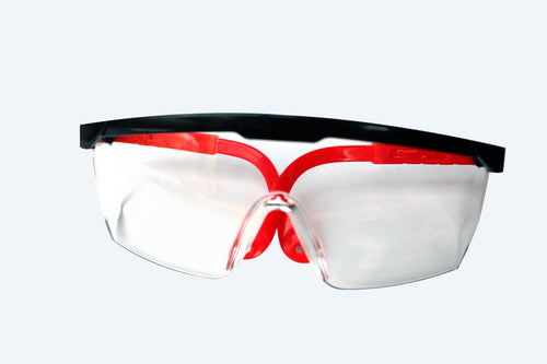Lentes de Protección Clásico Transparente marco negro y rojo